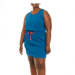 Ocean + Coast Stretch Woven Tank Dress Drawstring Waist Size 4X Teal Green